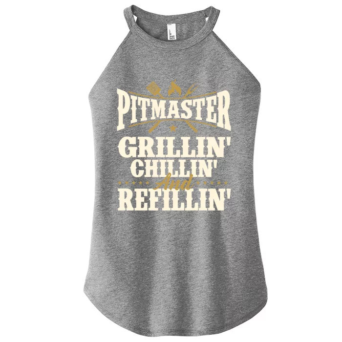 Pitmaster Grillin Chillin And Refillin Bbq Smoker Grilling Gift Women’s Perfect Tri Rocker Tank