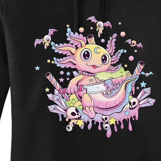 Pastel Goth Cute Creepy Axolotl Gothic Kawaii Menhera Wiccan Women's Pullover Hoodie