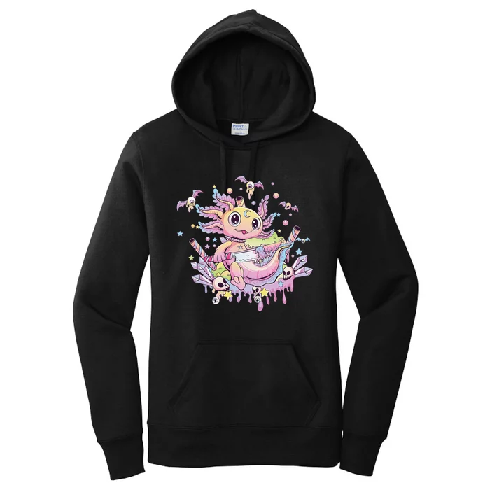 Pastel Goth Cute Creepy Axolotl Gothic Kawaii Menhera Wiccan Women's Pullover Hoodie