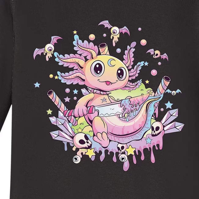 Pastel Goth Cute Creepy Axolotl Gothic Kawaii Menhera Wiccan Baby Long Sleeve Bodysuit