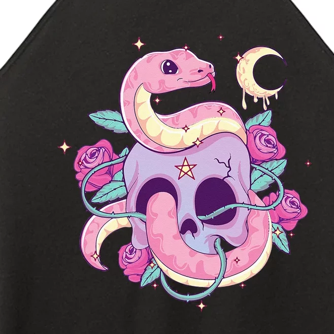 Pastel Goth Creepy Skull Serpent Snake Kawaii Emo Nu Goth Women’s Perfect Tri Rocker Tank