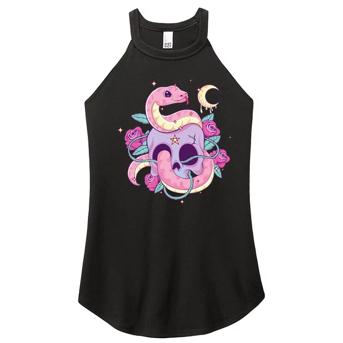 Pastel Goth Creepy Skull Serpent Snake Kawaii Emo Nu Goth Women’s Perfect Tri Rocker Tank