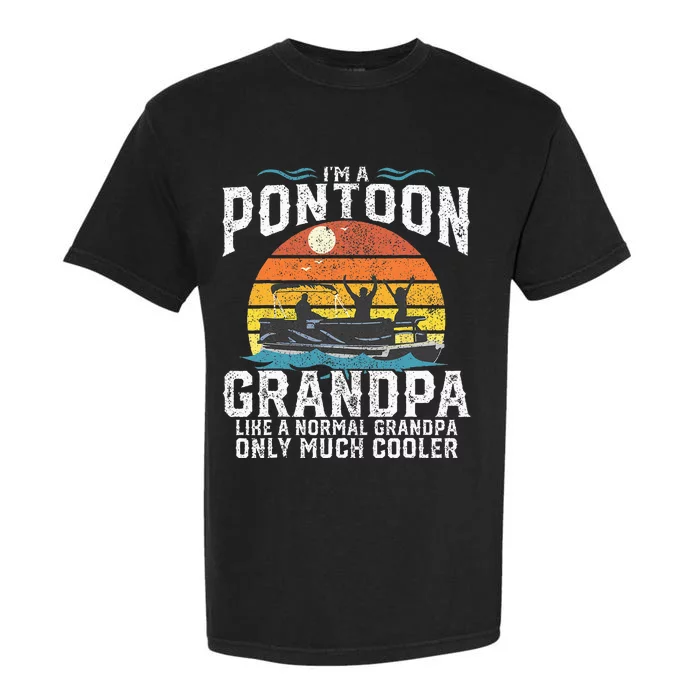 Pontoon Grandpa Captain Retro Funny Boating Fathers Day Gift Garment-Dyed Heavyweight T-Shirt