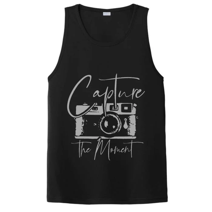 Photographer Gift Capture The Moment Vintage Camera Performance Tank