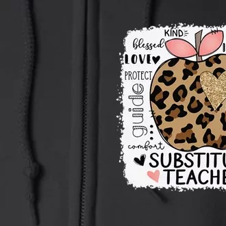 Protect Guide Care Love Support Comfort Substitute Teacher Full Zip Hoodie