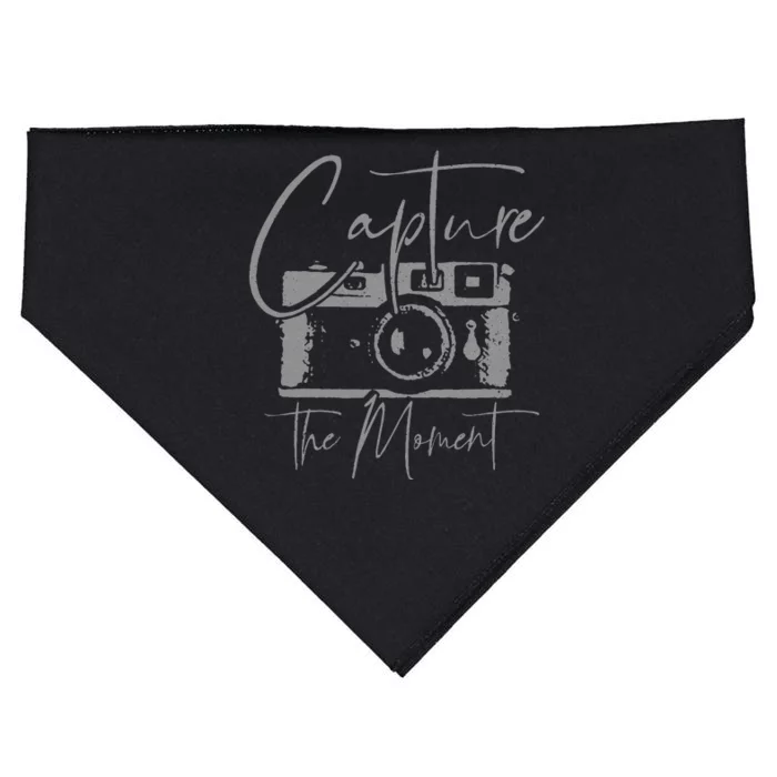 Photographer Gift Capture The Moment Vintage Camera USA-Made Doggie Bandana