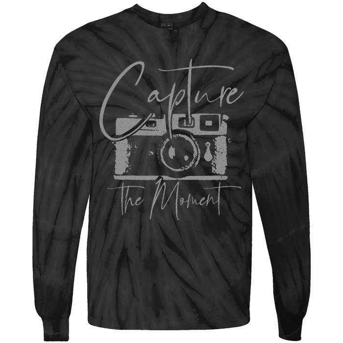 Photographer Gift Capture The Moment Vintage Camera Tie-Dye Long Sleeve Shirt