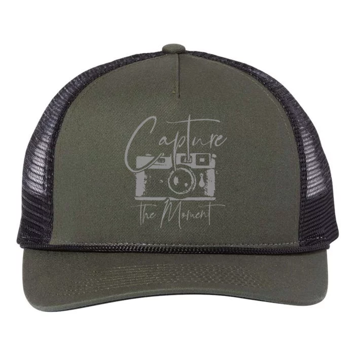 Photographer Gift Capture The Moment Vintage Camera Retro Rope Trucker Hat Cap