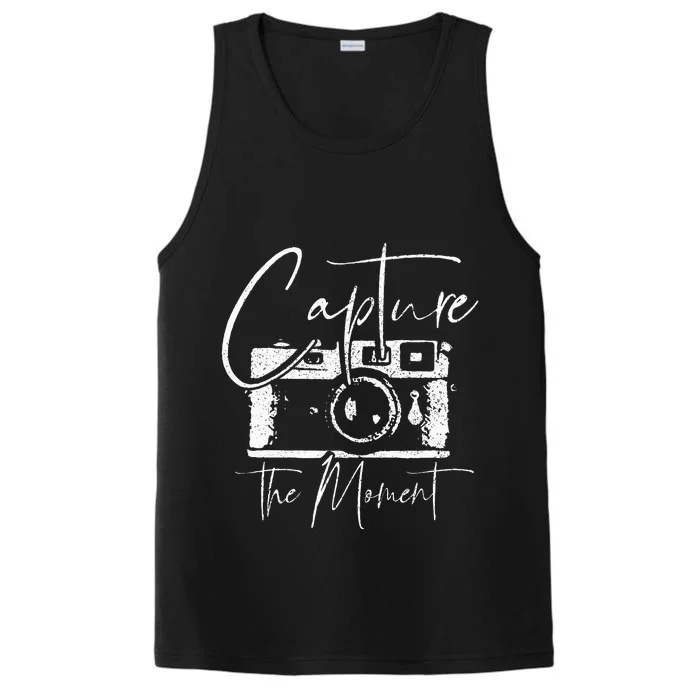 Photographer Gift Capture The Moment Vintage Camera Performance Tank