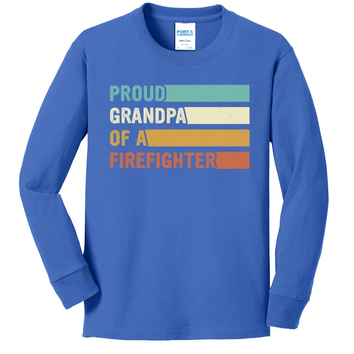 Proud Grandpa Design Firefighter Grandpa Gift Kids Long Sleeve Shirt