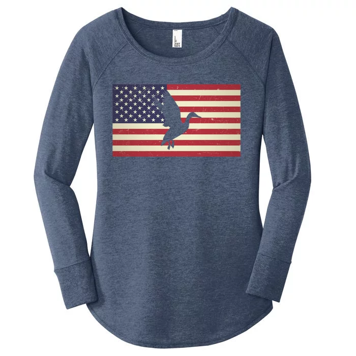 Patriotic Grunge Distressed Usa American Flag Duck Hunting Gift Women's Perfect Tri Tunic Long Sleeve Shirt