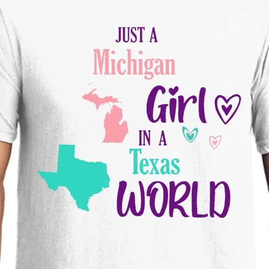 Proud Girl Design Just A Michigan Girl In A Texas World Pajama Set