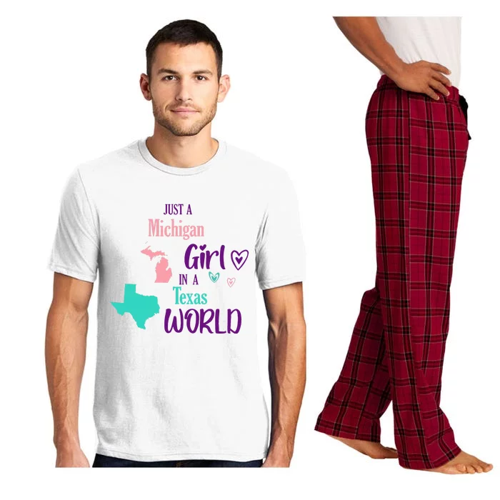 Proud Girl Design Just A Michigan Girl In A Texas World Pajama Set