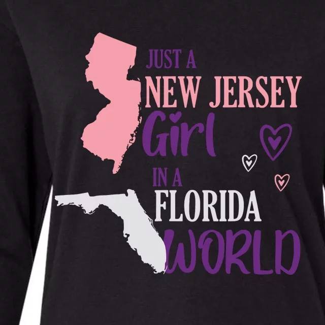 Proud Girl Design Just A New Jersey Girl In A Florida World Womens Cotton Relaxed Long Sleeve T-Shirt