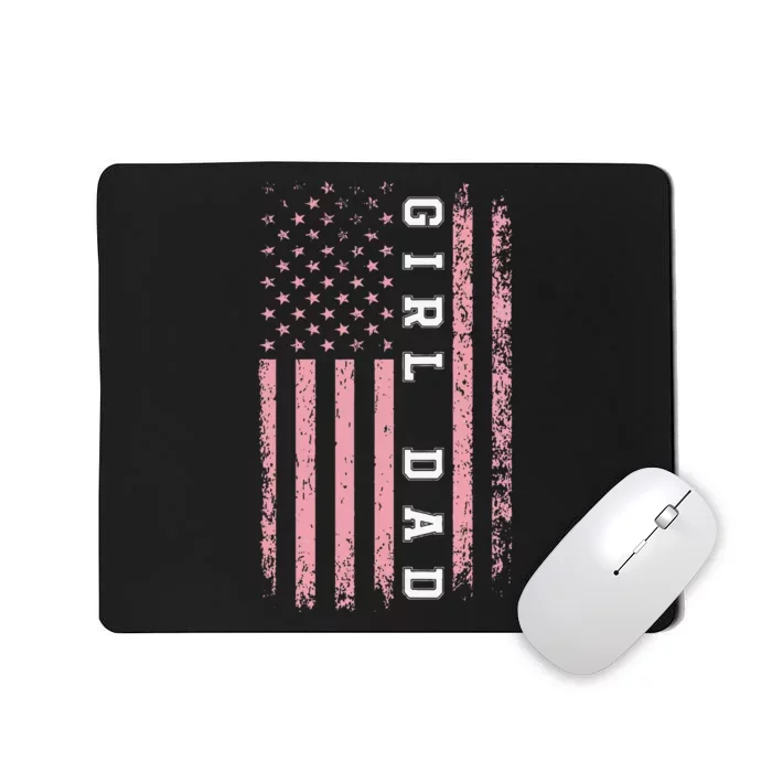 Proud Girl Dad Vintage Pink Flag Father's Day Gift Mousepad