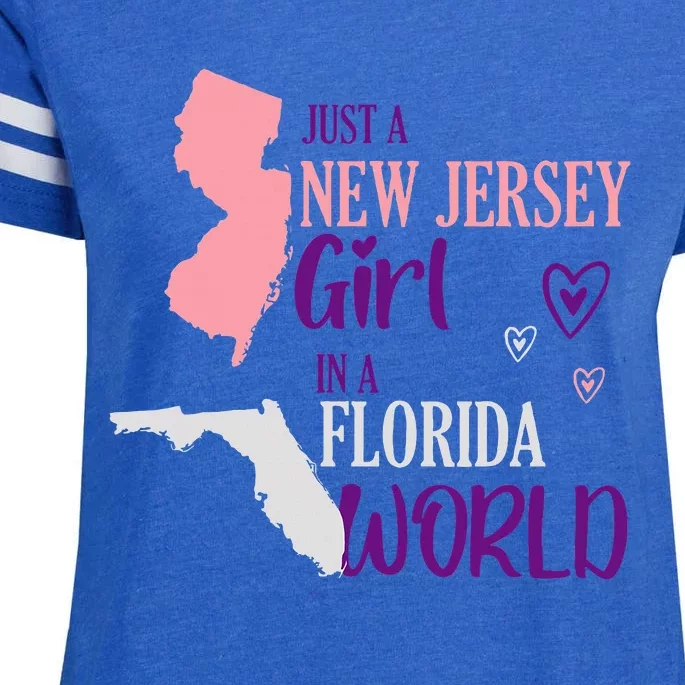 Proud Girl Design Just A New Jersey Girl In A Florida World Enza Ladies Jersey Football T-Shirt