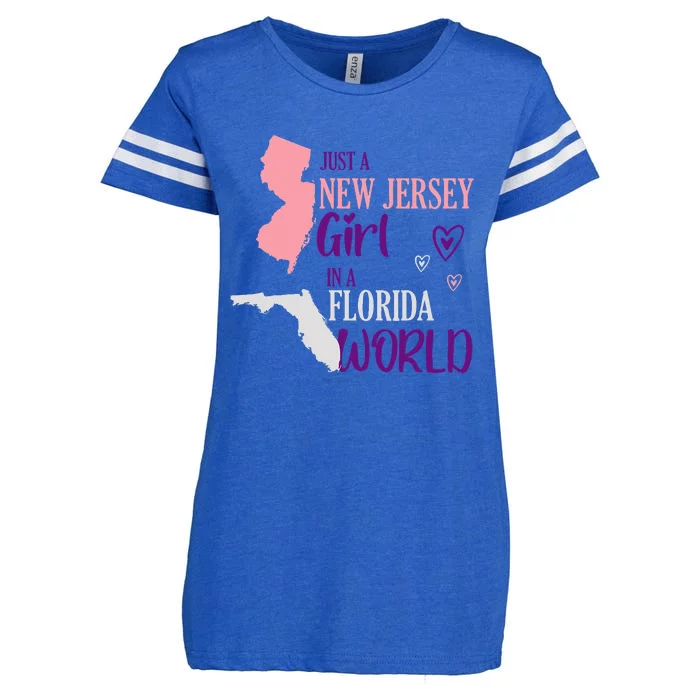 Proud Girl Design Just A New Jersey Girl In A Florida World Enza Ladies Jersey Football T-Shirt