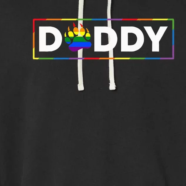 Proud Gay Daddy Bear Paw Pride Rainbow LGBTQ Dad Fathers Day Garment-Dyed Fleece Hoodie