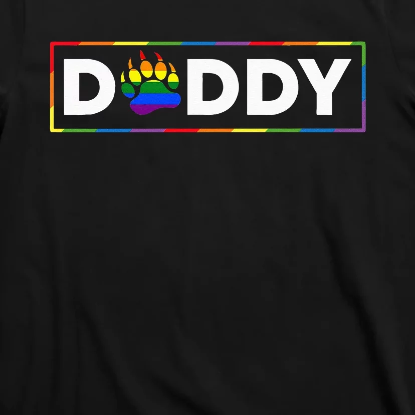 Proud Gay Daddy Bear Paw Pride Rainbow LGBTQ Dad Fathers Day T-Shirt