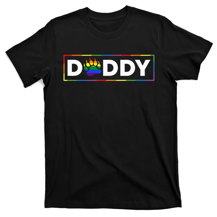 Proud Gay Daddy Bear Paw Pride Rainbow LGBTQ Dad Fathers Day T-Shirt