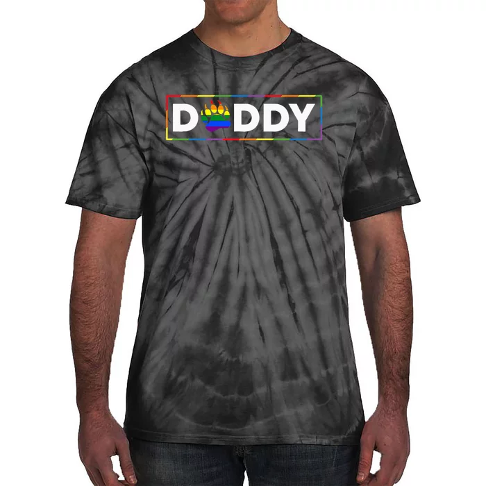 Proud Gay Daddy Bear Paw Pride Rainbow LGBTQ Dad Fathers Day Tie-Dye T-Shirt