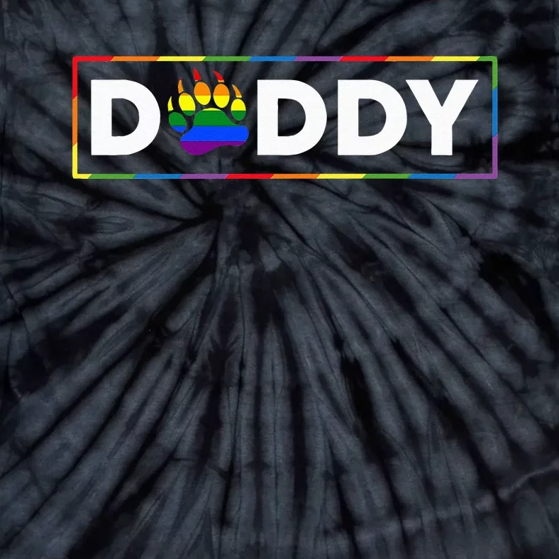 Proud Gay Daddy Bear Paw Pride Rainbow LGBTQ Dad Fathers Day Tie-Dye T-Shirt