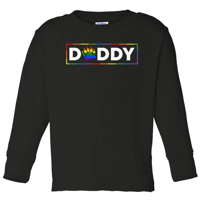 Proud Gay Daddy Bear Paw Pride Rainbow LGBTQ Dad Fathers Day Toddler Long Sleeve Shirt