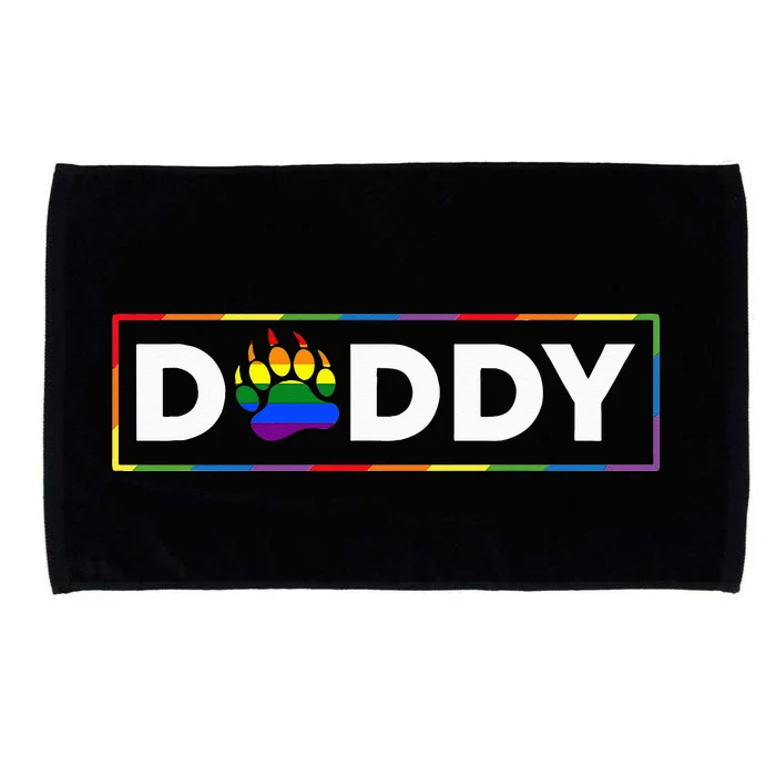 Proud Gay Daddy Bear Paw Pride Rainbow LGBTQ Dad Fathers Day Microfiber Hand Towel