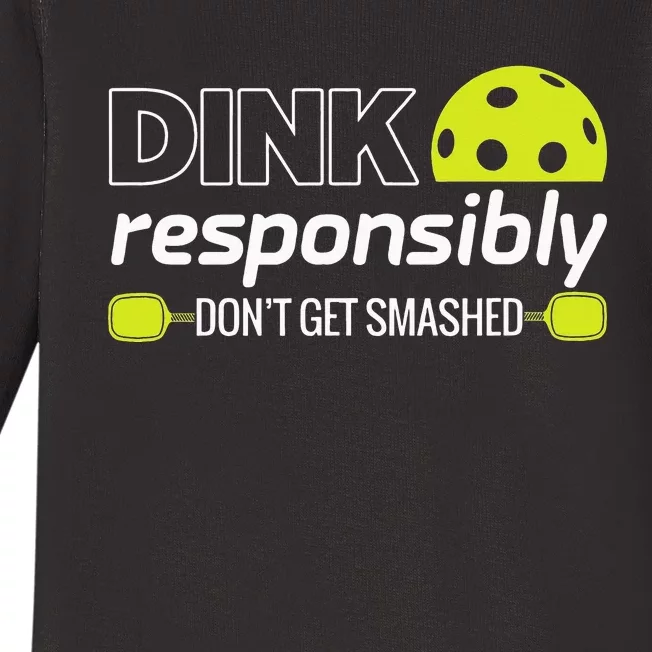 Pickleball Grandma Dink Responsibly Funny Player Baby Long Sleeve Bodysuit