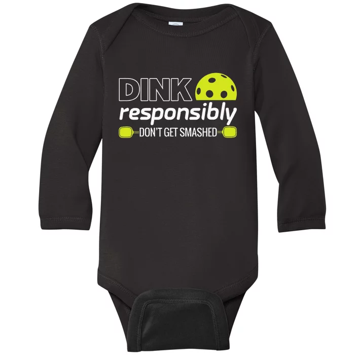 Pickleball Grandma Dink Responsibly Funny Player Baby Long Sleeve Bodysuit