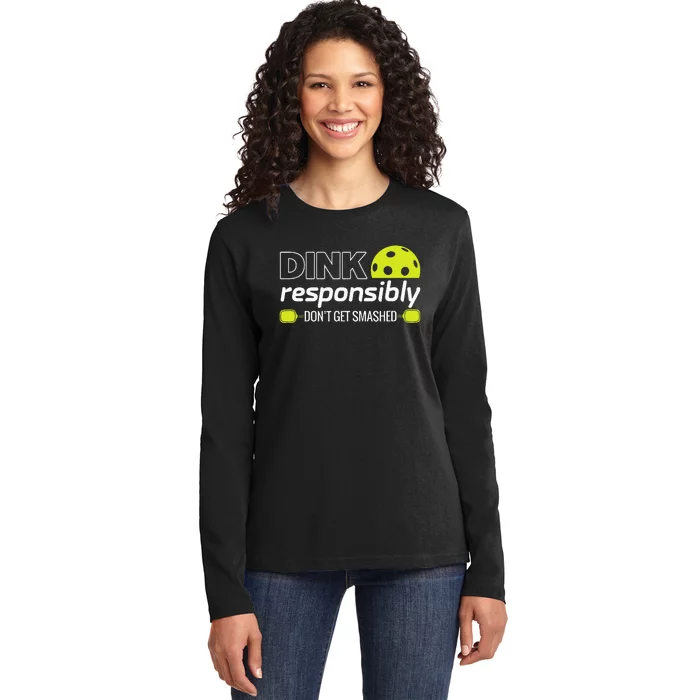 Pickleball Grandma Dink Responsibly Funny Player Ladies Long Sleeve Shirt