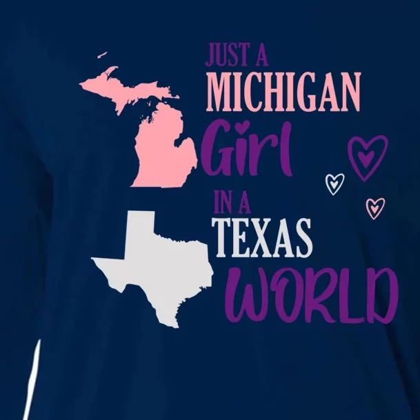 Proud girl Design Just a Michigan Girl in a Texas World Cooling Performance Long Sleeve Crew