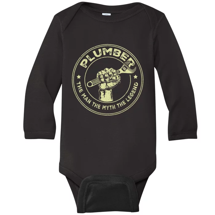 Plumbing Graphic Design Plumber Dad Baby Long Sleeve Bodysuit