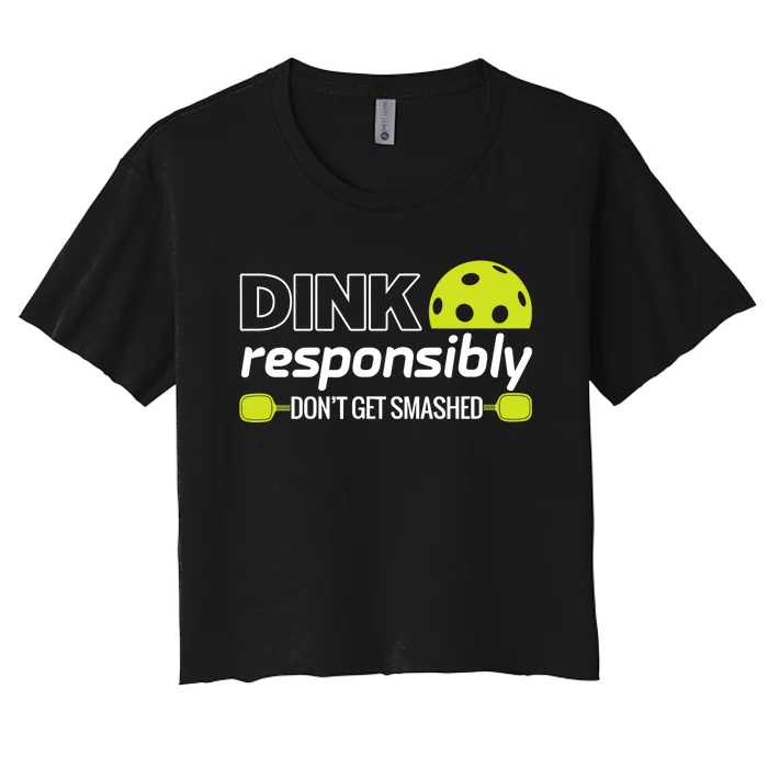 Pickleball Grandma Dink Responsibly Funny Player Women's Crop Top Tee