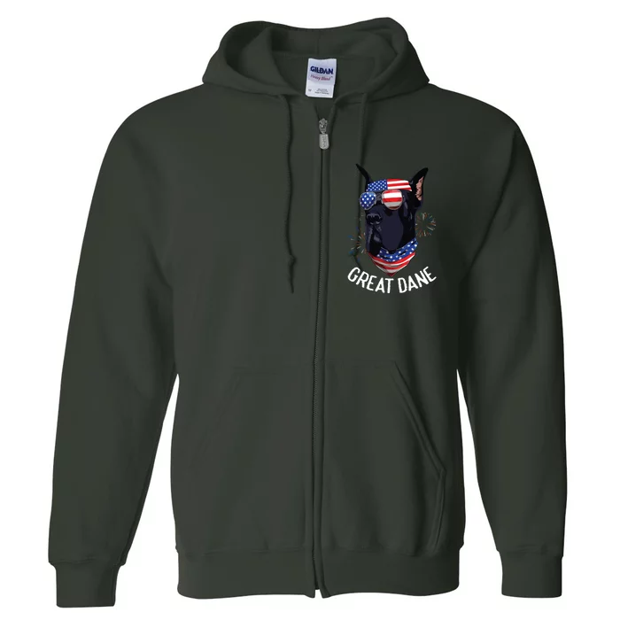 Patriotic Great Dane 4th Of July USA Funny Great Dane Full Zip Hoodie