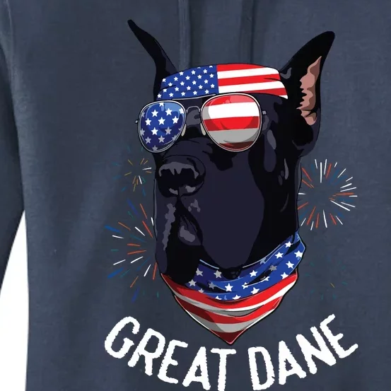 Patriotic Great Dane 4th Of July USA Funny Great Dane Women's Pullover Hoodie