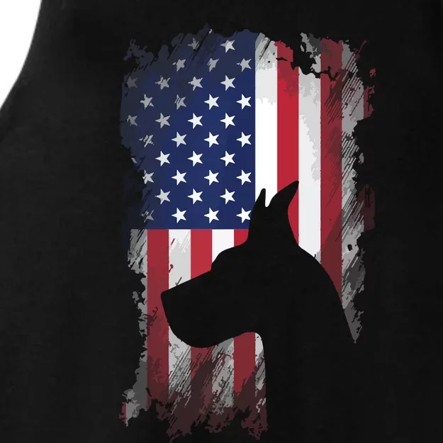 Patriotic Great Dane American Flag Cool Dog Lover Ladies Tri-Blend Wicking Tank