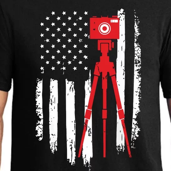 Photographer Gift Distressed American Flag Photographer Pajama Set