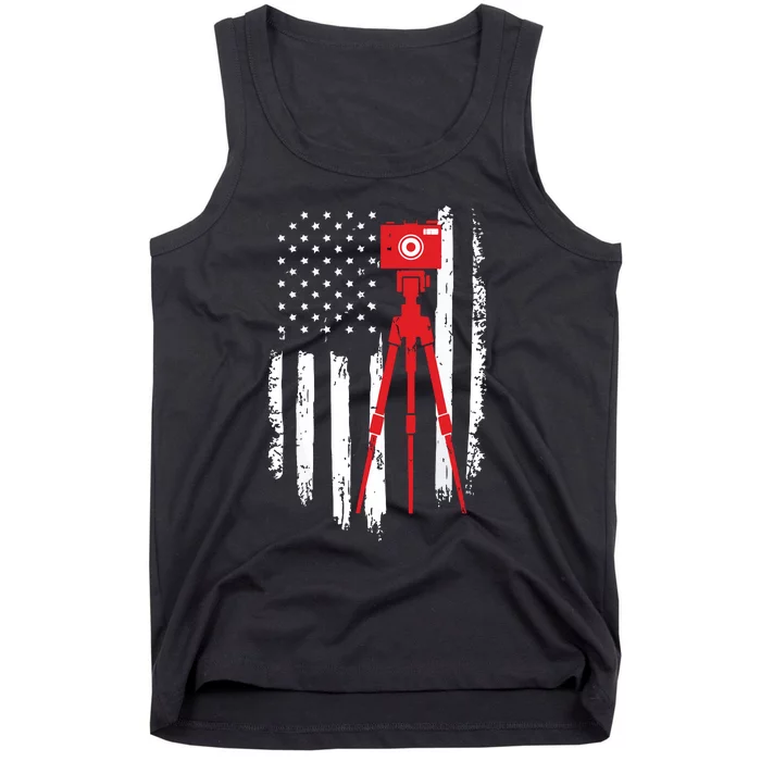 Photographer Gift Distressed American Flag Photographer Tank Top