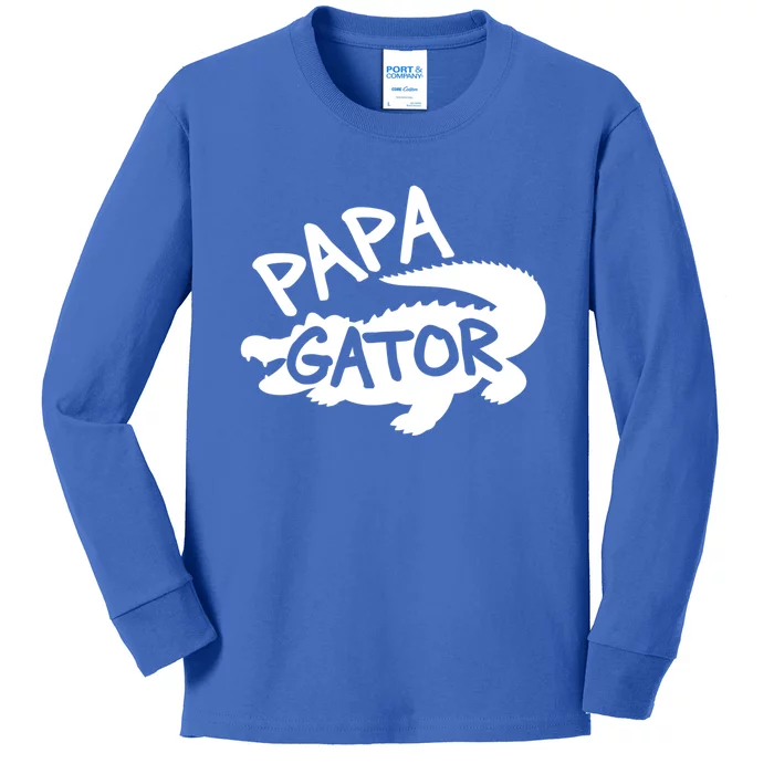 Papa Gator Dad Fathers Day Alligator Daddy Crocodile Cool Gift Kids Long Sleeve Shirt