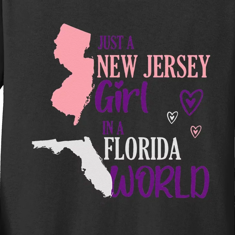 Proud Girl Design Just A New Jersey Girl In A Florida World Kids Long Sleeve Shirt