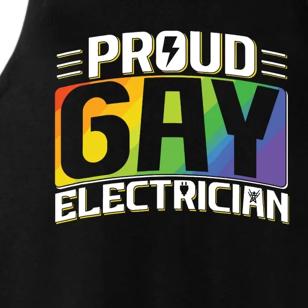 Proud Gay Electrician Lgbt Electrical Lineman Rainbow Pride Ladies Tri-Blend Wicking Tank