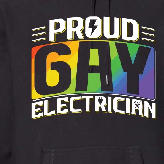 Proud Gay Electrician Lgbt Electrical Lineman Rainbow Pride Premium Hoodie