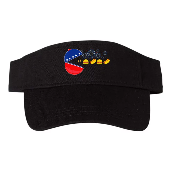 Patriotic Grill Eating Foods with Fireworks 4th of July Valucap Bio-Washed Visor