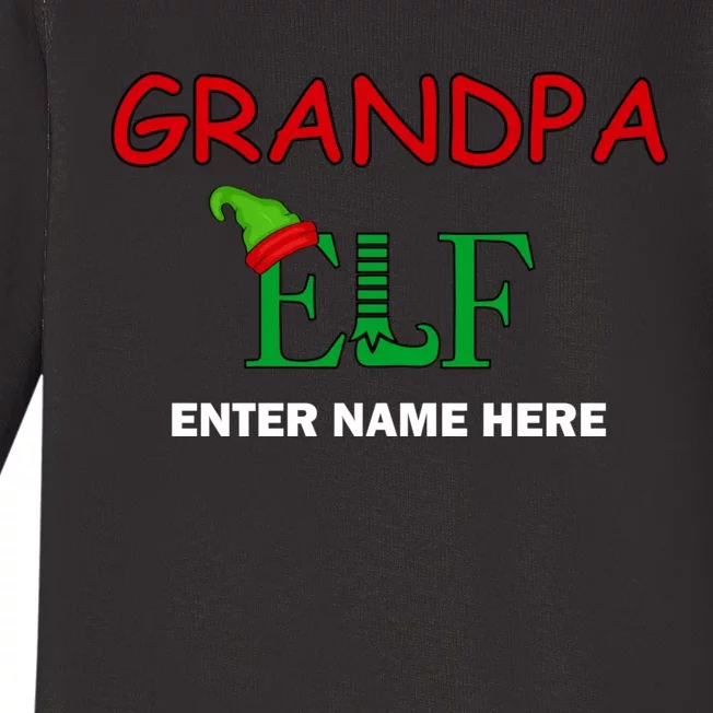 Personalize Grandpa Elf Custom Family Matching Christmas Baby Long Sleeve Bodysuit