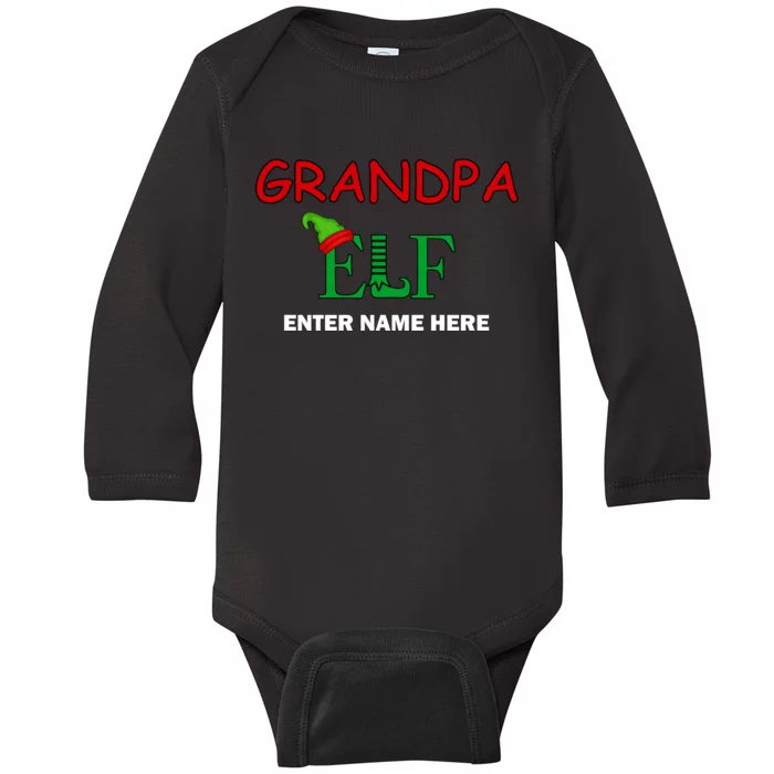 Personalize Grandpa Elf Custom Family Matching Christmas Baby Long Sleeve Bodysuit