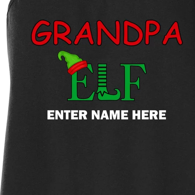 Personalize Grandpa Elf Custom Family Matching Christmas Women's Racerback Tank