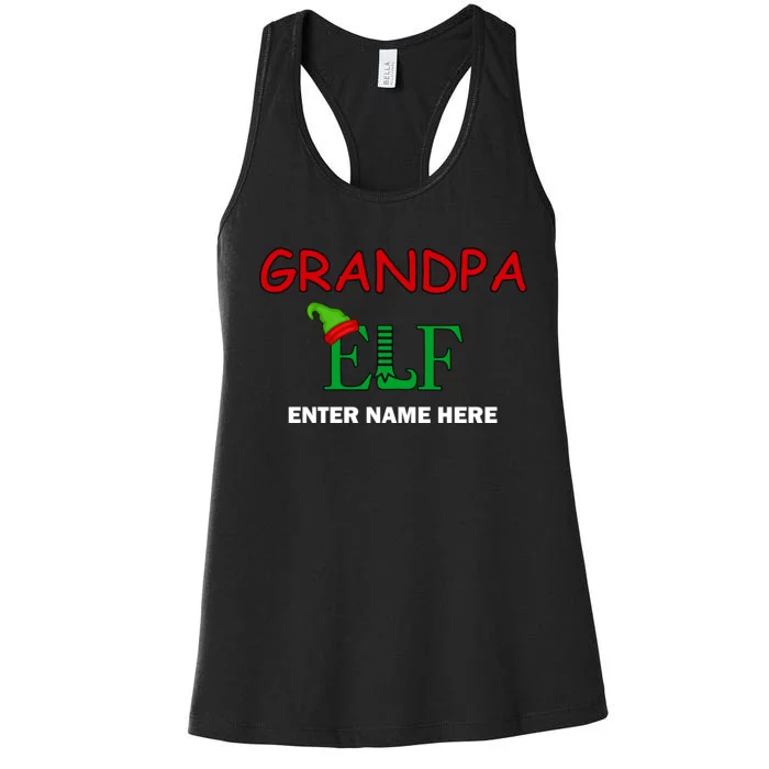 Personalize Grandpa Elf Custom Family Matching Christmas Women's Racerback Tank