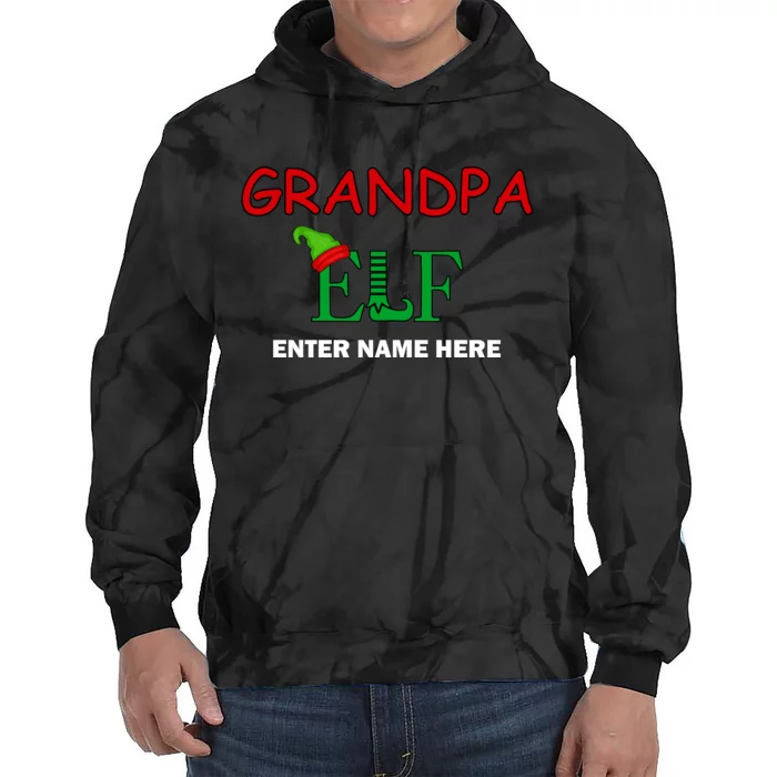 Personalize Grandpa Elf Custom Family Matching Christmas Tie Dye Hoodie