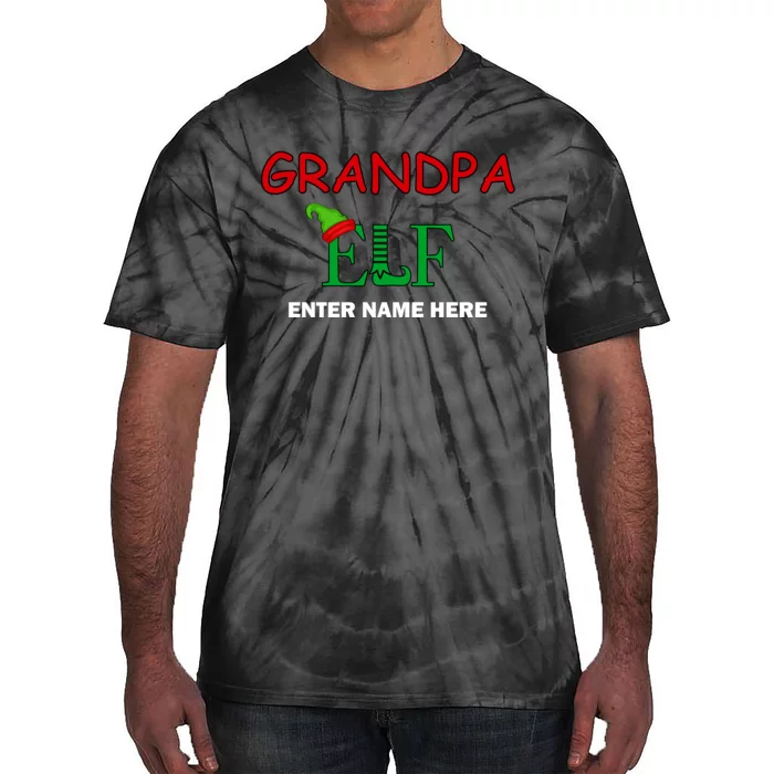 Personalize Grandpa Elf Custom Family Matching Christmas Tie-Dye T-Shirt